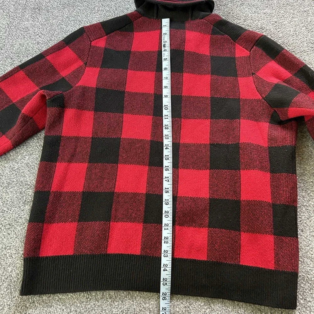 Banana Republic Sweater Mens Large Buffalo‎ Plaid Shawl Collar Pullover Wool